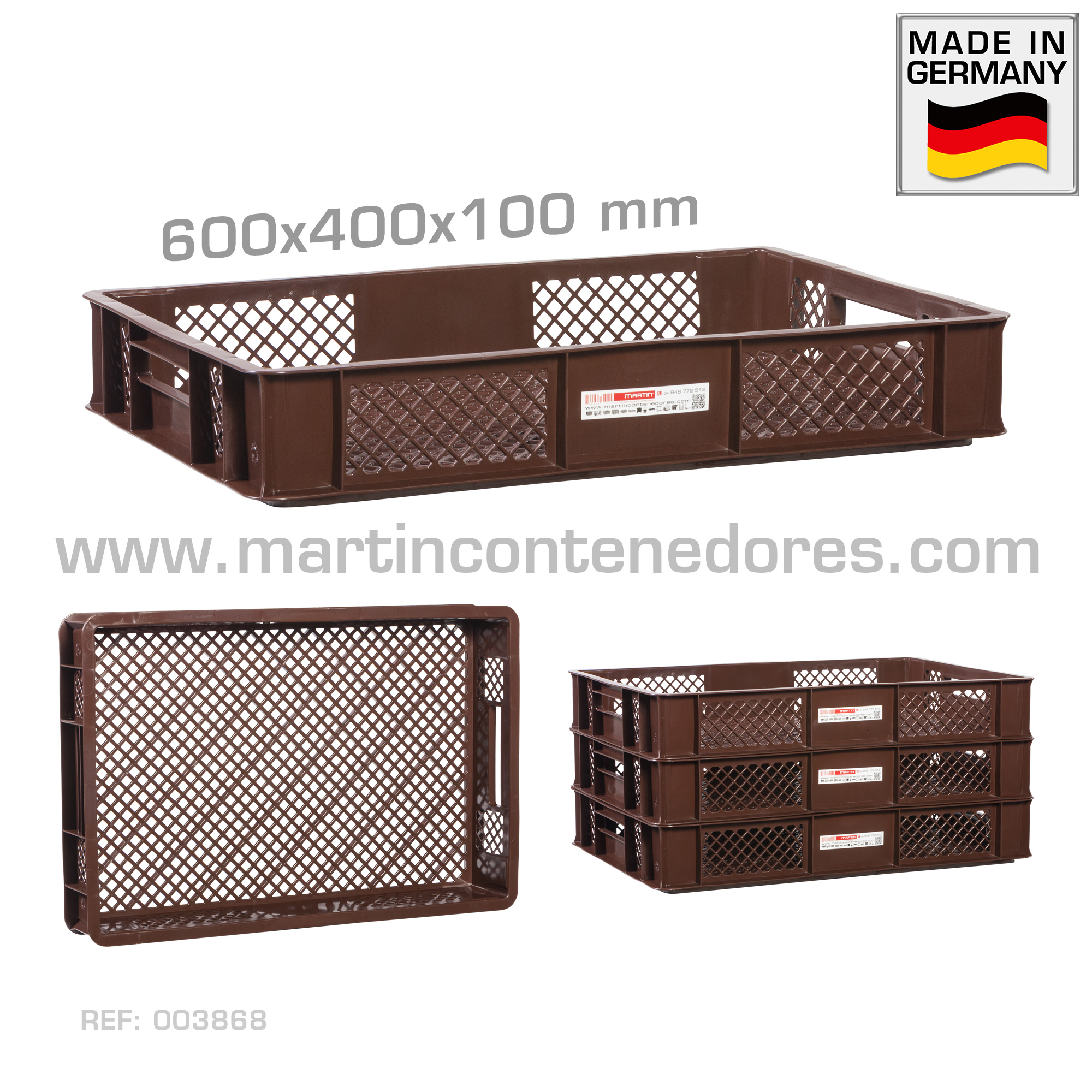 Caja panadera ranurada 600x400x100 mm